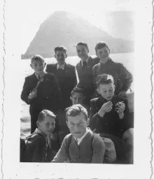 Lugano 1946: ? Stocker, Bruno Zumsteg, Wolfgang Bl&auml;ttler, VM Cavegn (Foto: zvg)